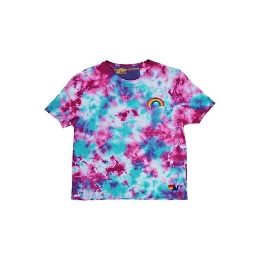 AVIATOR NATION PURPLE TIE DYE SHIRT WITH LIGHTNING BOLT